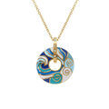 Colliers sur Artemare : Collier Stella Mia en acier dor&eacute; pendentif anneau r&eacute;sine bleue - 45+10cm