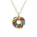 Collier Stella Mia en acier dor&eacute; pendentif anneau r&eacute;sine multi couleur - 45+10cm