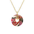 Colliers sur Artemare : Collier Stella Mia en acier dor&eacute; pendentif anneau r&eacute;sine rouge - 45+10cm
