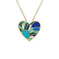 Collier Stella Mia en acier dor&eacute; pendentif coeur r&eacute;sine bleu-vert - 45+10cm Artemare