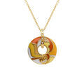 Collier Stella Mia en acier dor&eacute; pendentif anneau r&eacute;sine orang&eacute; - 45+10cm