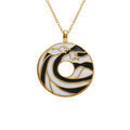 Collier Stella Mia en acier dor&eacute; pendentif anneau r&eacute;sine noire et blanche - 45+10cm