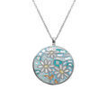 Collier Stella Mia en acier pendentif rond fleur r&eacute;sine et nacre - 45+10cm