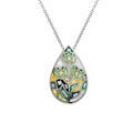 Collier Stella Mia en acier pendentif forme goutte nacre et r&eacute;sine - 45+10cm