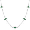 Collier en acier fleurs r&eacute;sine vert - 40+5cm Artemare
