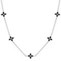 Collier en acier fleurs r&eacute;sine noire - 40+5cm Artemare