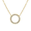Collier en acier dor&eacute; pendentif cercle &eacute;vid&eacute; 15mm avec contour d'oxydes blancs - 40+5cm