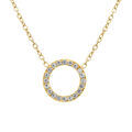 Collier en acier dor&eacute; pendentif cercle &eacute;vid&eacute; 15mm avec contour d'oxydes blancs - 40+5cm Artemare