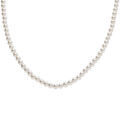 Collier en acier perles blanches imitation 4mm - 45.5+5.0cm