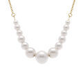 Collier en acier dor&eacute; avec perles blanches imitation - 40+5cm Artemare