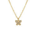Collier en acier dor&eacute; pendentif papillon avec oxydes blancs sertis - 38+5cm