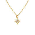 Collier en acier dor&eacute; pendentif etoile d'oxydes blancs sertis - 38+5cm Artemare