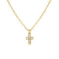 Collier en acier dor&eacute; pendentif croix (0.8x0.5mm) avec oxydes blancs sertis - 38+5cm Artemare