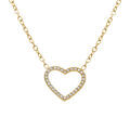 Collier en acier dor&eacute; motif coeur avec contour d'oxydes blancs - 38+5cm
