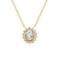 Collier en acier dor&eacute; pendentif 'oxyde blanc contour oxydes blancs - 38+5cm Artemare
