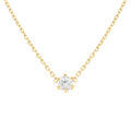Collier en acier dor&eacute; solitaire 4mm oxyde blanc serti - 38cm + 5cm