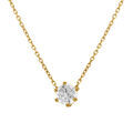 Collier en acier dor&eacute; solitaire 6mm oxyde blanc serti - 38cm+5cm Artemare