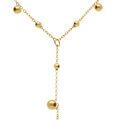 Collier en acier dor&eacute; forme cravate avec boules - 38+5cm