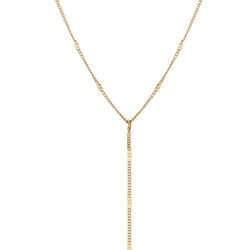 Collier en acier dor&eacute; forme cravate - 38+5cm