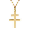 Colliers sur Artemare : Collier en acier jaune satin&eacute; pendentif Croix de Lorraine 30mmx19mm - 50+5cm