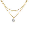 Collier en acier dor&eacute; deux rangs avec oxyde blanc serti - 41+4cm Artemare