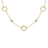 Collier en acier dor&eacute; avec cercles &eacute;vid&eacute;s et oxydes blancs sertis clos - 39+5cm