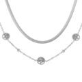 Colliers sur Artemare : Collier en acier deux rangs une cha&icirc;ne plate et l'autre boules motif arbre de vie - 40+6cm