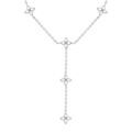 Collier en acier fleurs cravate r&eacute;sine blanche - 40+5cm Artemare