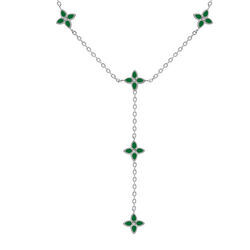 Collier en acier fleurs cravate r&eacute;sine verte - 40+5cm