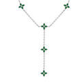 Collier en acier fleurs cravate r&eacute;sine verte - 40+5cm