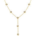 Collier en acier dor&eacute; cravate (14cm) oxydes blancs - 56+5.5cm
