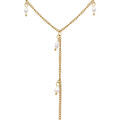 Colliers sur Artemare : Collier en acier dor&eacute; cravate (10cm) perles blanches imitation - 40+5cm