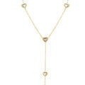 Collier en acier dor&eacute; cravate coeurs avec oxydes blancs - 40+5cm Artemare