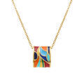 Collier Stella Mia en acier dor&eacute; jaune r&eacute;sine multicouleur - 45+10cm