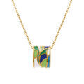 Colliers sur Artemare : Collier Stella Mia en acier dor&eacute; jaune rectangulaire r&eacute;sine verte et bleue - 45+10cm