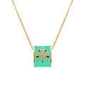 Collier Stella Mia en acier dor&eacute; jaune r&eacute;sine verte et rouge - 45+10cm Artemare