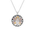 Colliers sur Artemare : Collier Stella Mia en acier pedentif rond 16mm fleur de lotus r&eacute;sine et nacre - 45+10cm