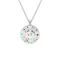 Collier Stella Mia en acier pendentif rond fleur de lotus r&eacute;sine et nacre - 45+10cm Artemare