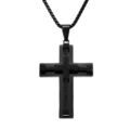 Colliers sur Artemare : Collier en acier PVD noir pendentif croix 55x40mm avec c&acirc;ble noir - 55+10cm