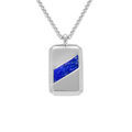 Collier en acier pendentif rectangulaire 30 x 18mm lapis lazuli reconstitu&eacute; - 51cm