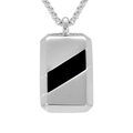 Collier en acier pendentif rectangulaire 30 x 18mm onyx reconstitu&eacute; - 51cm Artemare