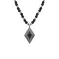 Colliers sur Artemare : Collier en acier pendentif losange 40 x 25mm onyx reconstitu&eacute;e - 52cm