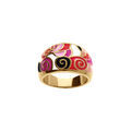 Bagues sur Artemare : Bague Stella Mia en acier dor&eacute; motif r&eacute;sine rouge, violet noir, rose