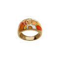 Bagues sur Artemare : Bague Stella Mia en acier dor&eacute; motif r&eacute;sine orang&eacute;, rouge, jaune