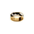 Bagues sur Artemare : Bague Stella Mia en acier dor&eacute; motif r&eacute;sine noire et blanche