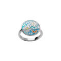 Bagues sur Artemare : Bague Stella Mia ronde en acier r&eacute;sine et nacre motif fleur