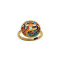 Bague Stella Mia en acier dor&eacute; ronde motif r&eacute;sine multi couleur