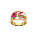 Bagues sur Artemare : Bague Stella Mia en acier dor&eacute; jaune avec motif r&eacute;sine rose et violet