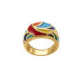 Bagues sur Artemare : Bague Stella Mia en acier dor&eacute; jaune avec motif r&eacute;sine multicouleur