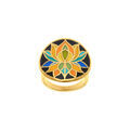 Bagues sur Artemare : Bague Stella Mia en acier dor&eacute; motif r&eacute;sine fond noir fleur de lotus